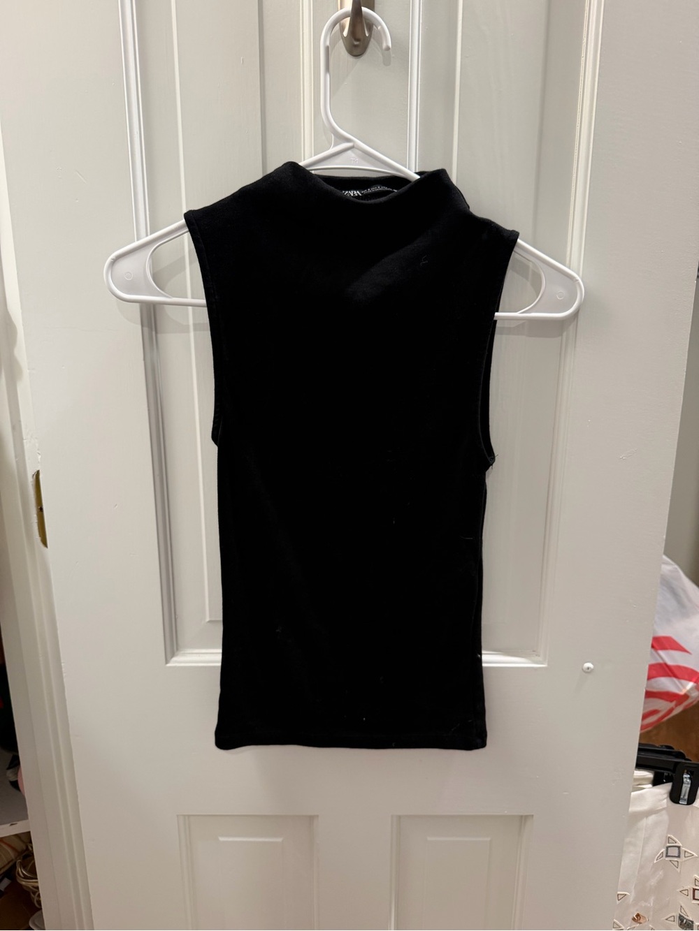 Zara Black Sleeveless Mock Neck Tank